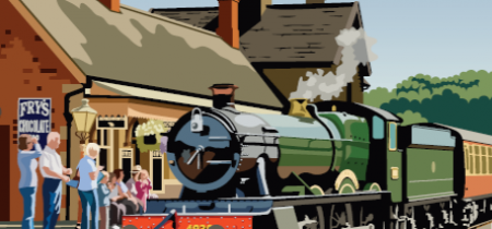 Artist impression of steam loco at an SVR station