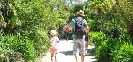 Father & daughter visiting the garden