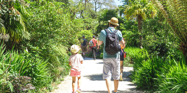 Father & daughter visiting the garden