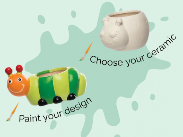 Paint your own ceramic plant pot during may half term
