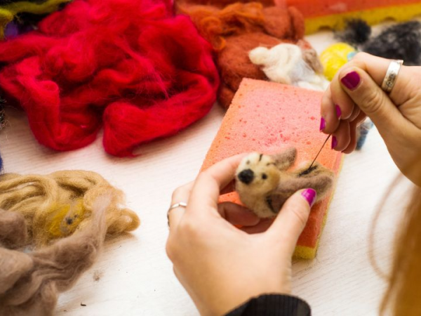Needle felting Christmas decorations