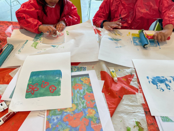 Family Easter Gelli Plate Printing with Flowers and Leaves