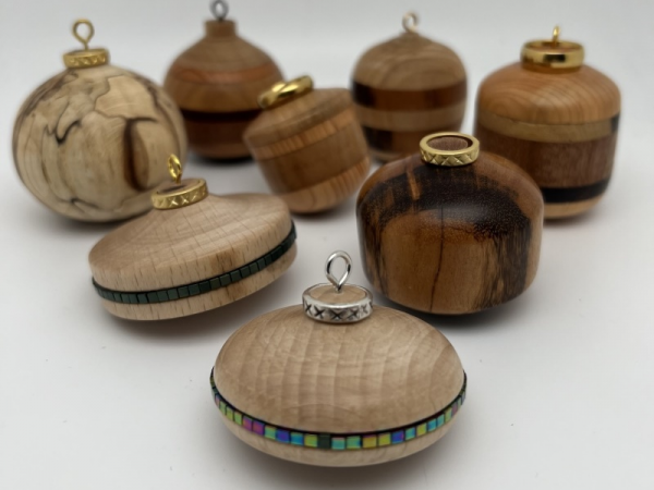 A selection of wooden baubles