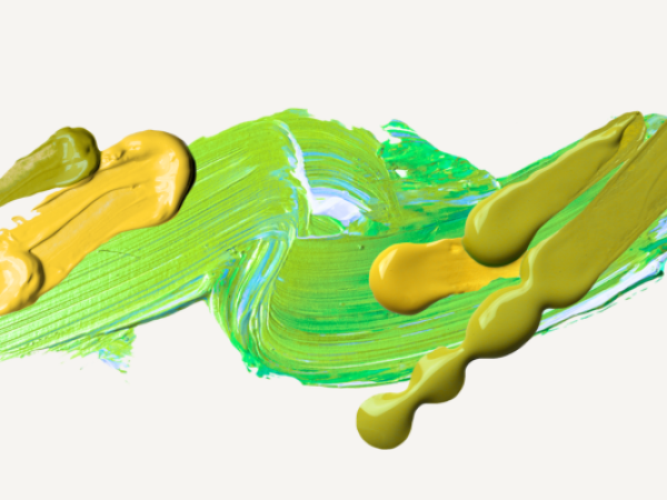 paint splodges in blue and yellow