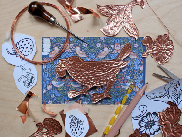 Strawberry Thief Embossed Copper Garland Festive Workshop