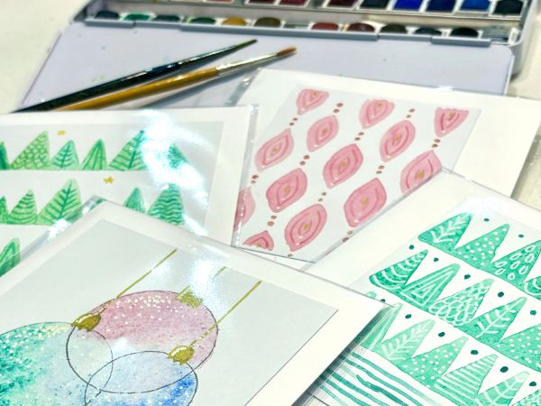 Abstract Watercolour Christmas Cards and Gift Tags Workshop