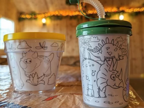 Dino Woods with Plant Pot or Slushy Cup Colouring