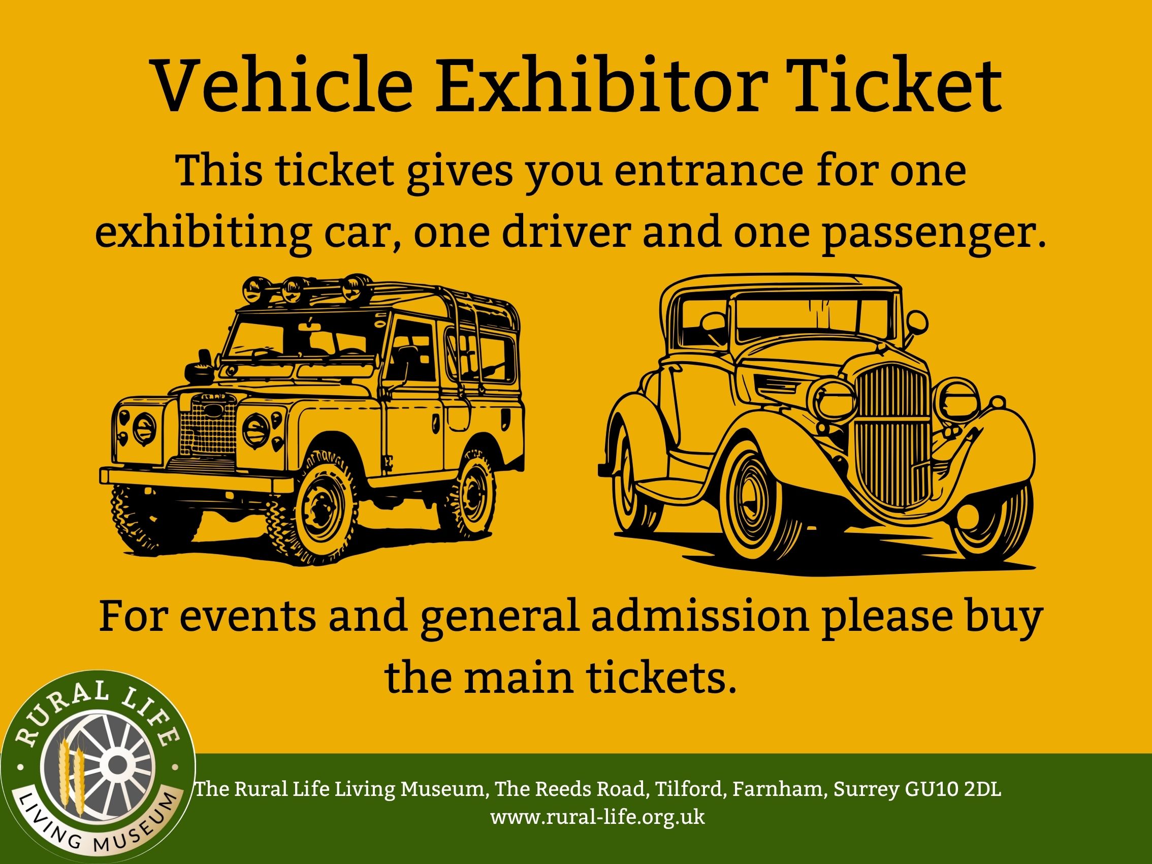 Vehicle Exhibitor Ticket at the Rural Life Living Museum