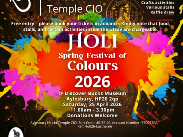 Holi - Spring Festival of Colours (Sat 25 April)