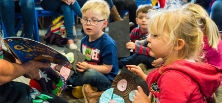 Children listening to stories for a Stay and Play Session