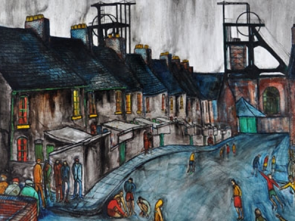 Tom McGuinness artwork of people playing in a street