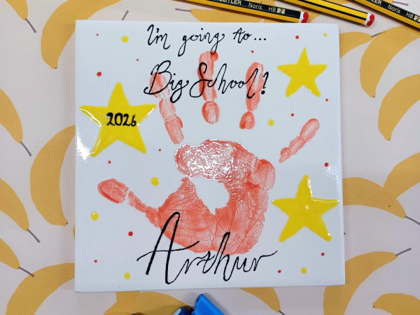 Starting School Handprint Memento Tile at Yarnton 17th August