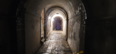 Dark passageway in underground passages at Hoghton Tower