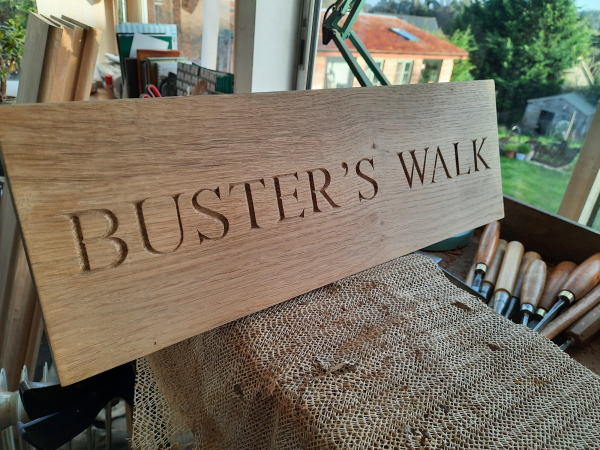 Letter carving in wood