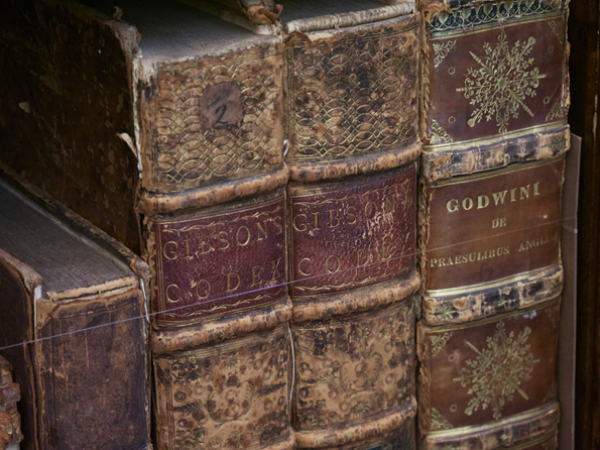 Old books on a shelf