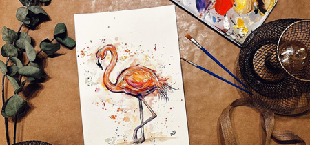 Adult's flamingo watercolour workshop