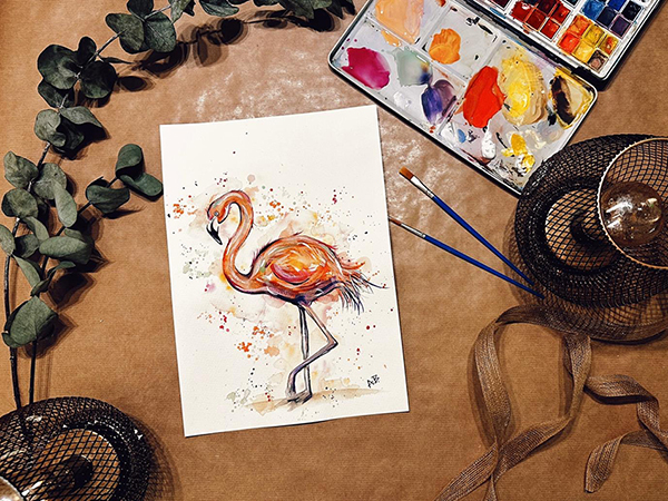 Adult's flamingo watercolour workshop