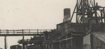 Archive photograph of Caphouse Colliery including the gearhead.