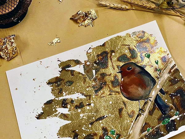 Festive robin art workshop at WWT Washington