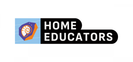 Home Educators logo, with an ammonite fossil.