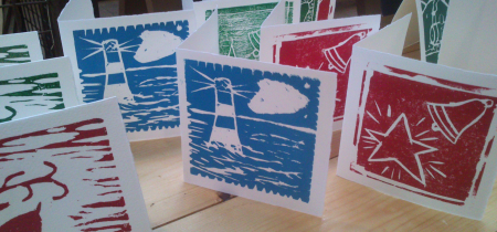 Print your own woodcut Christmas cards