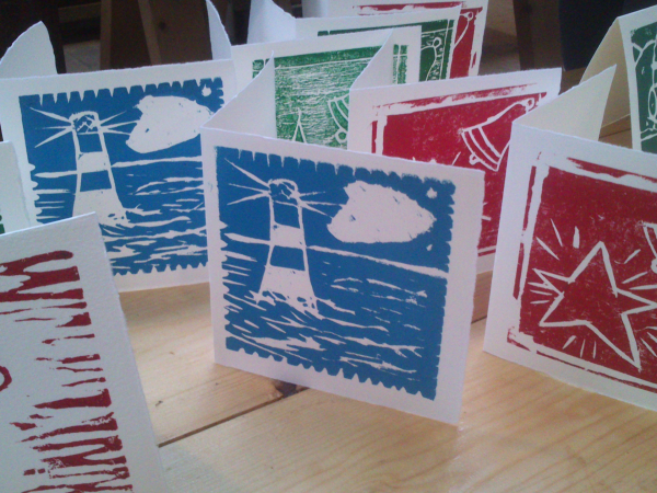 Print your own woodcut Christmas cards