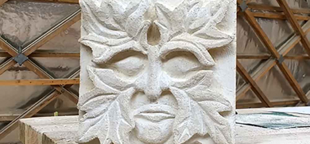 Green Man stone carving