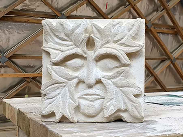 Green Man stone carving