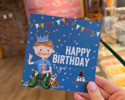 A William's Den Gift Card showing William having adventures