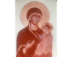 Monocrome of the Virgin and Child by Hanne Louise Svane