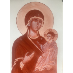 Monocrome of the Virgin and Child by Hanne Louise Svane