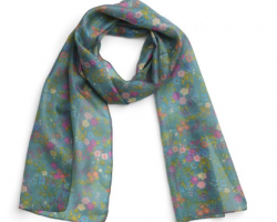 Printed silk scarf - Bloomsbury green