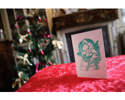 Handprinted A6 Christmas Card - Father Christmas (Green)