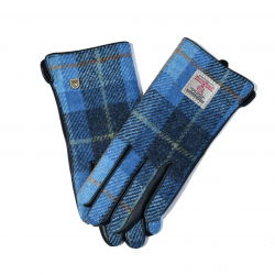 Harris Tweed Blue Tartan Gloves