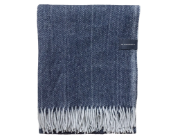 Recycled wool knee blanket - navy herringbone