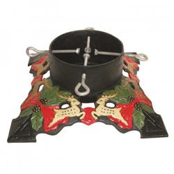 Deer, ribbons and leaf 12 inch cast iron stand