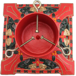 Victorian style decoration in red 12 inch cast iron stand