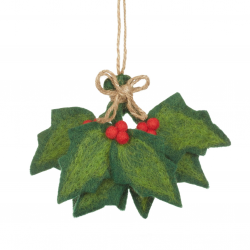 Holly Sprig - set of 3 Christmas decorations
