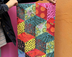 Kaffe Tea Towel Tumbling Blocks Bright