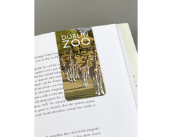 a rectangle magnetic bookmark displaying an art image of giraffes.