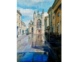 Bath Abbey, April 2020. Print from an Oil painting