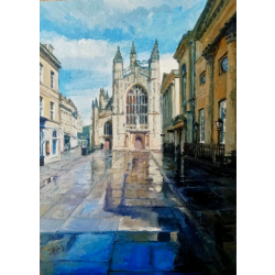 Bath Abbey, April 2020. Print from an Oil painting