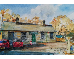 Print from water colour of Midsomer Norton Station Frontage