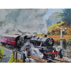 Midsomer Norton Last Day Commemoration Train Original oil painting on canvas  16x12"