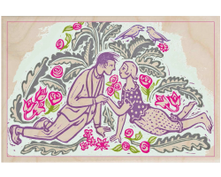 Love in the Garden Wooden Postcard