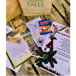 Children's Halloween Trail and  Bag: Halloween trail, scratch art, duck food, pencils, certificate,  little prize