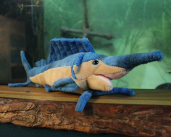 blue and beige swordfish soft toy