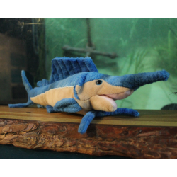 blue and beige swordfish soft toy
