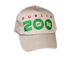 beige cap with the dublin zoo logo in red and green.