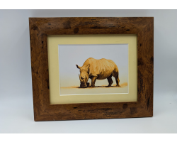 A brush with Africa Rhinoceros White Background Framed